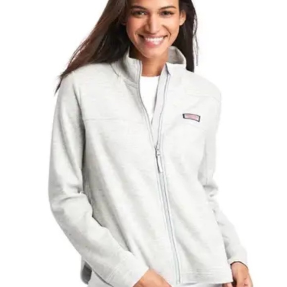 Vineyard Vines Eyelet Shep Shirt.
Full Zip French Terry. Stand-Up Collar - Picture 1 of 7